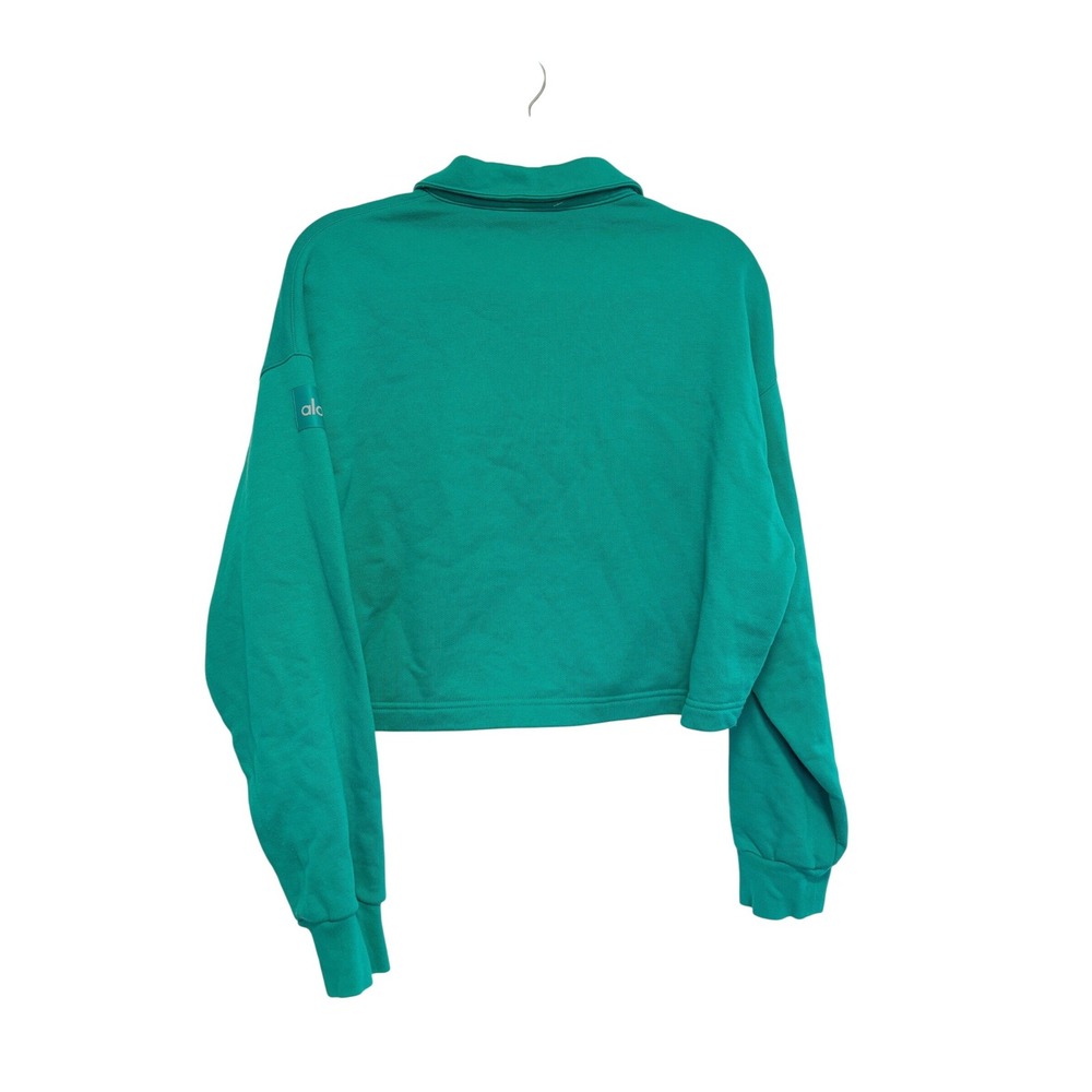 Alo Yoga Polo Club Henley Pullover Sweatshirt Green Cropped  Size S - Picture 6 of 8